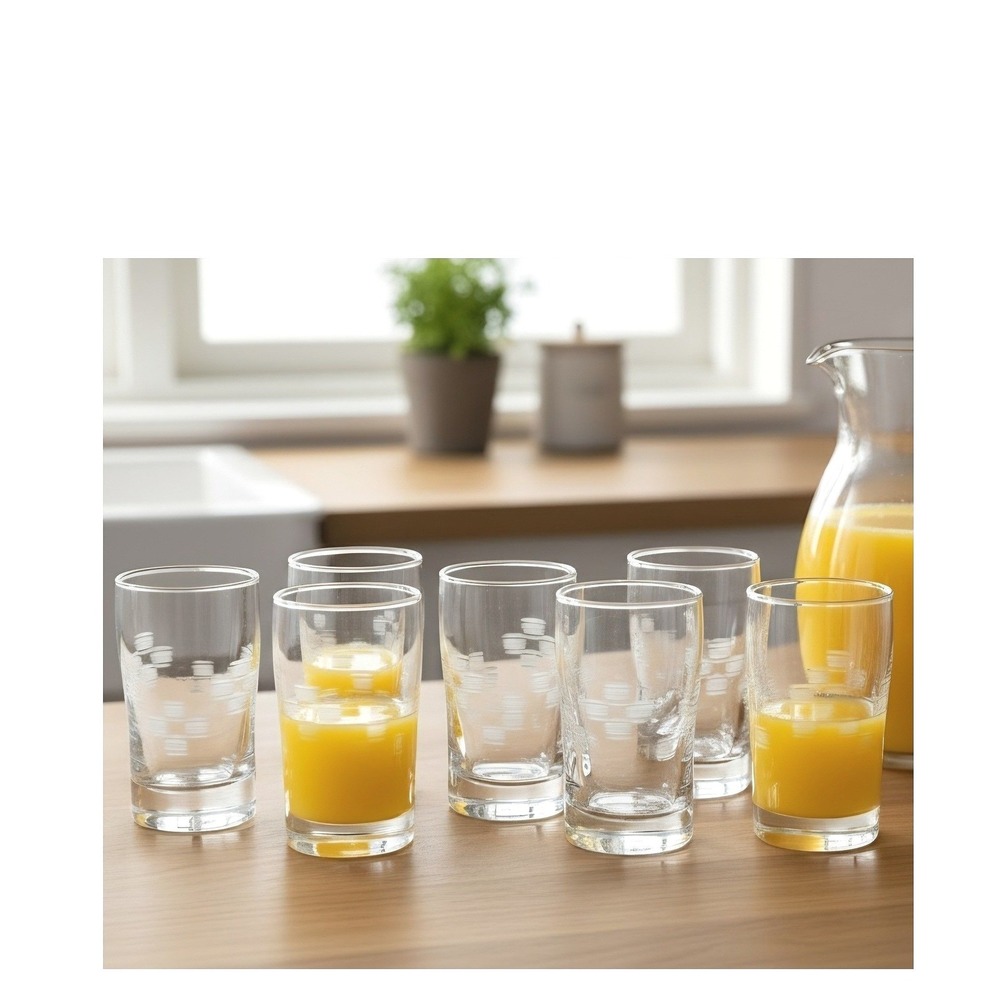 Vintage Libbey Windsor Etched Juice Glasses Set of 8, MCM Geometric Tumbler